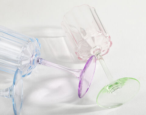 Colorful Flower Shape Vintage 400ml Glass Goblets 