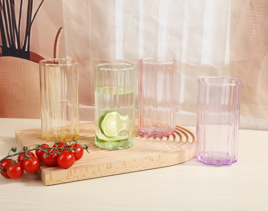 Made in China customized colored glass tumbler 16oz water juice wine glass cups 