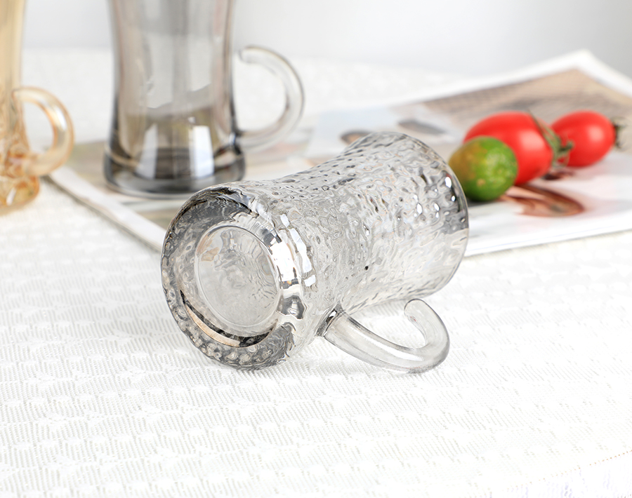 Ion-plating Arabic style glass tea mug grey color vintage tea glass