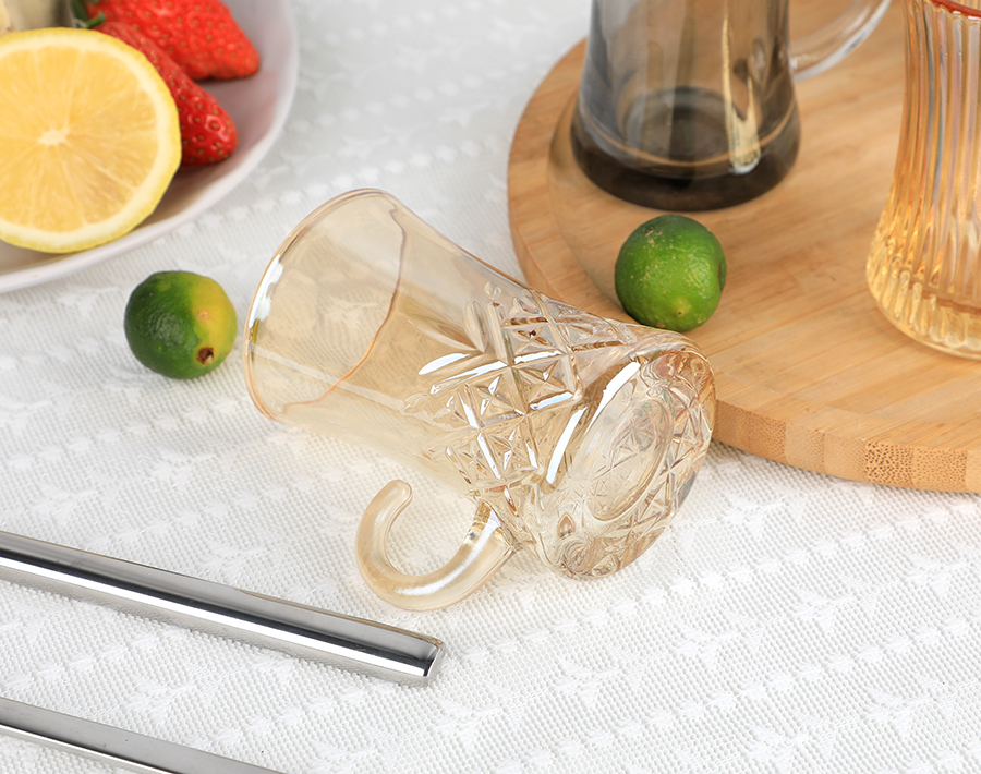 Ion-plating Arabic style glass tea mug grey color vintage tea glass