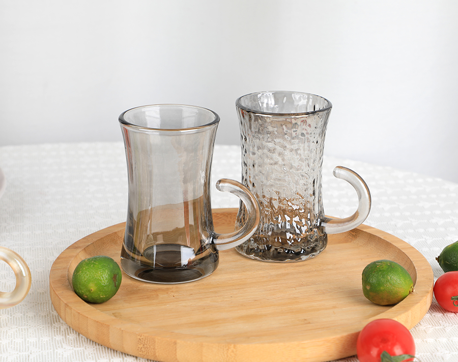 Ion-plating Arabic style glass tea mug grey color vintage tea glass