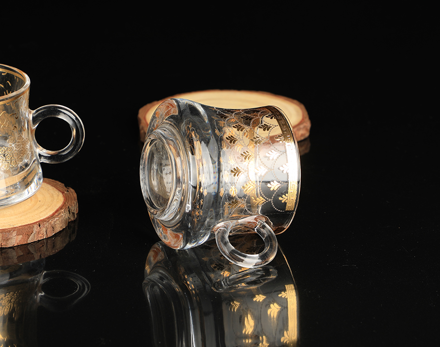 80ml elegant tea glass mug with gold decal design Morocco style