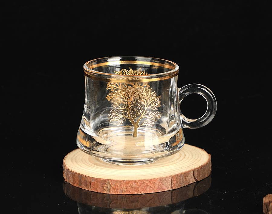 80ml elegant tea glass mug with gold decal design Morocco style