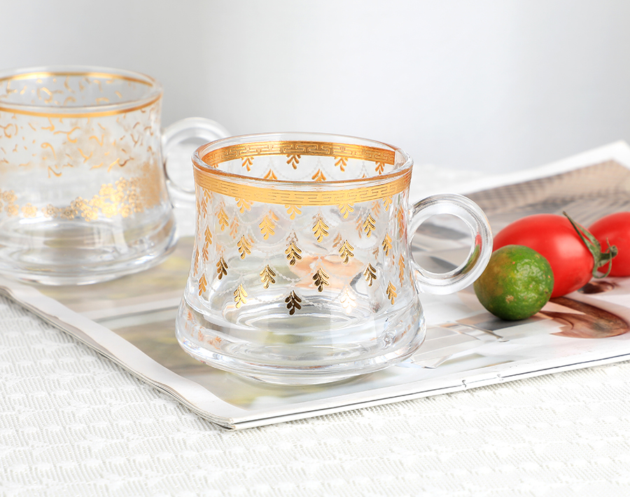 80ml elegant tea glass mug with gold decal design Morocco style