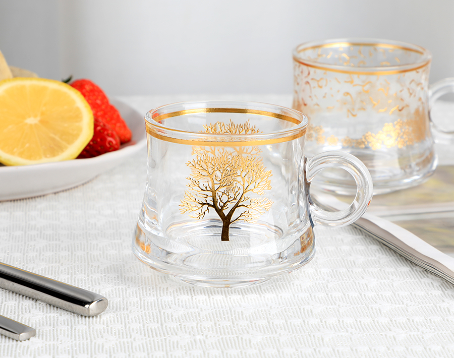 80ml elegant tea glass mug with gold decal design Morocco style
