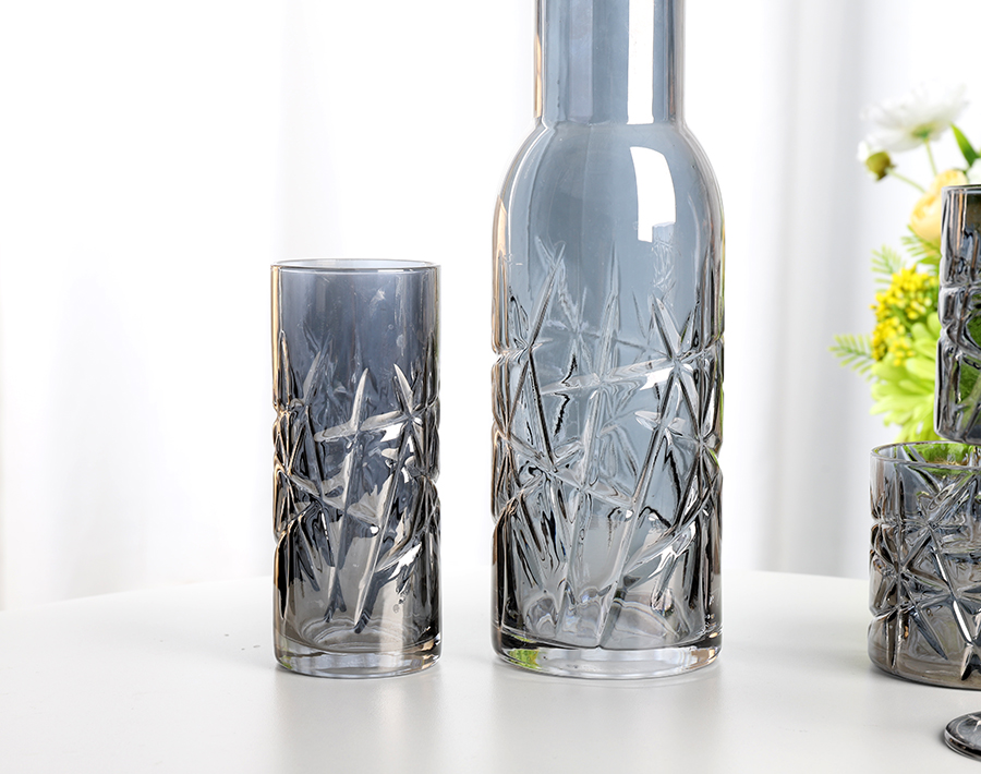 Handmade glass water jug set with 6pcs wine glass goblet factory wholesale