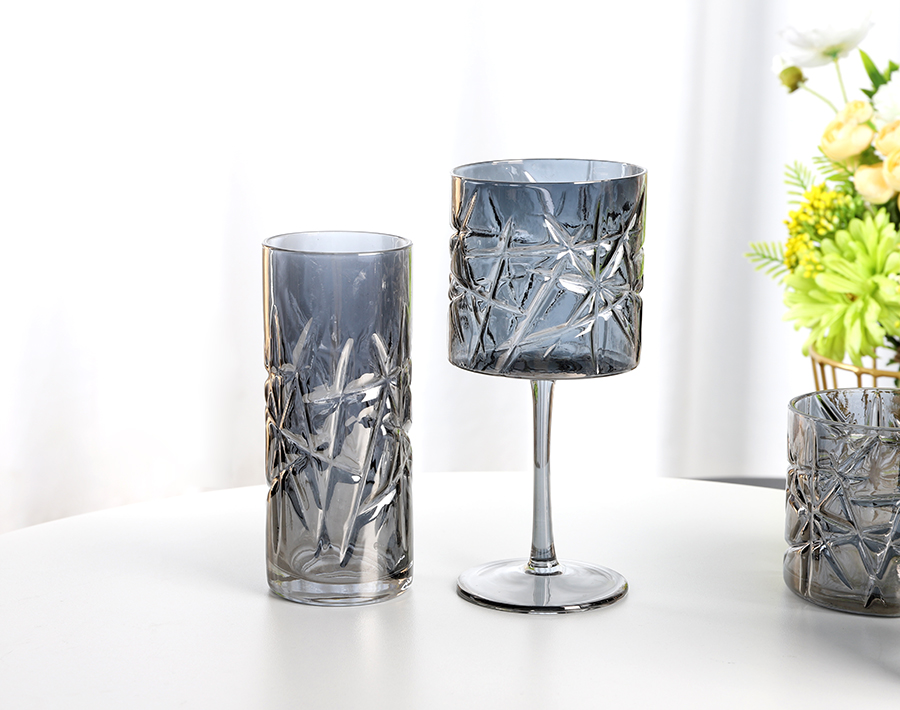 Handmade glass water jug set with 6pcs wine glass goblet factory wholesale