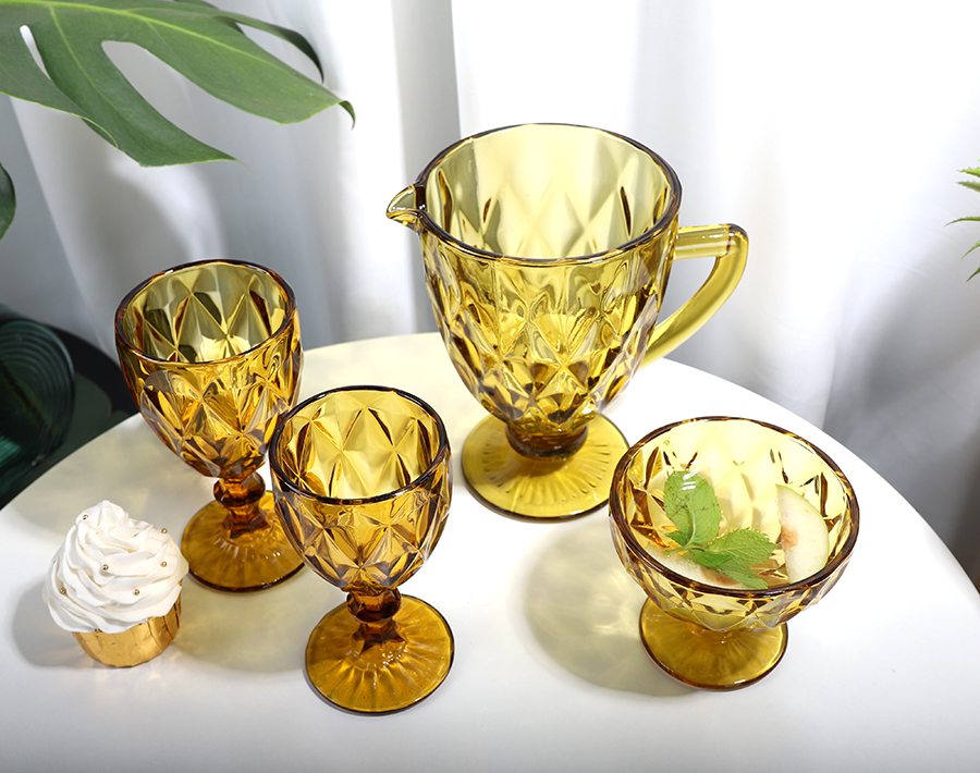 Amber colored water glass tumbler 