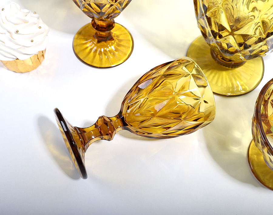 Amber colored water glass tumbler engraved glass cups 12oz bulk cups for wholesale 