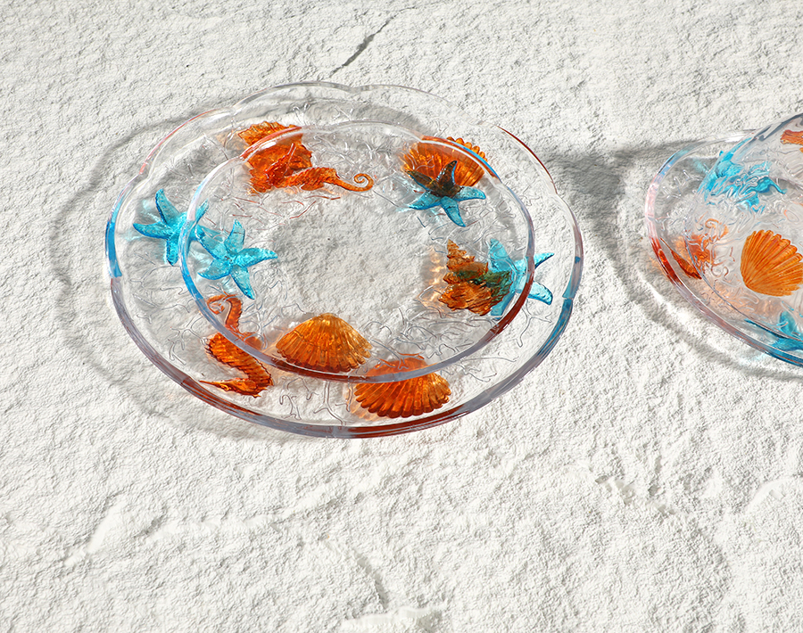 New Design Deepsea Series High-end Rectangular Shape Glass Butter Cake Plate with Lid