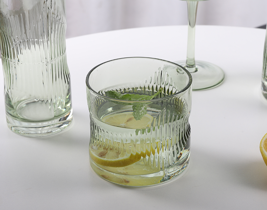 Green color spray handmade water jug set with water glasses