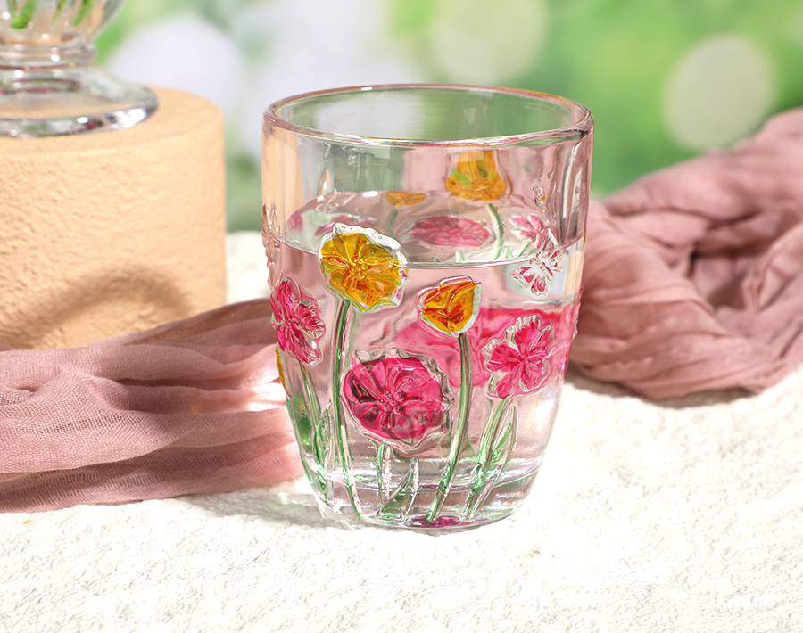 Engraved Glass Sets Colorful Butterfly Love Flowers New Hot Design