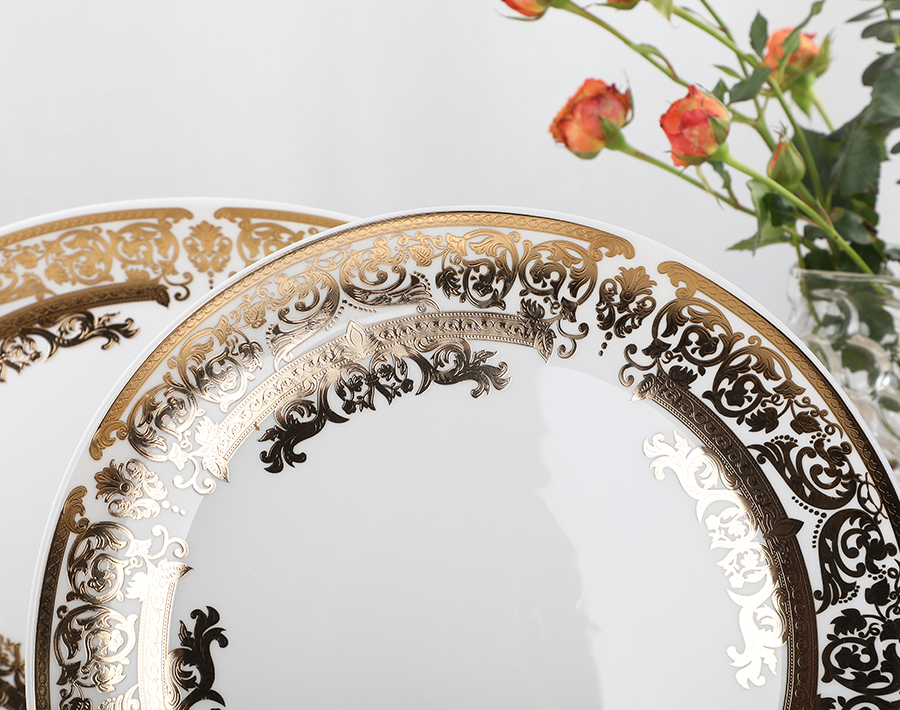 33PCS Set Opal Glass Tableware with Customized Decal in Algeria