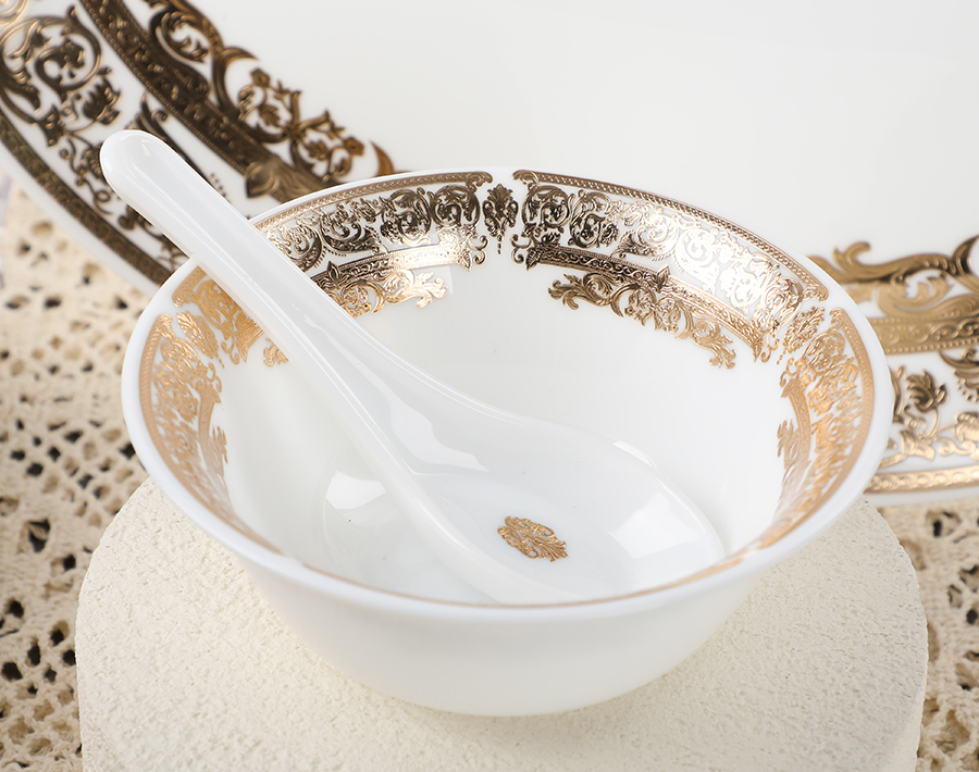 33PCS Set Opal Glass Tableware with Customized Decal in Algeria