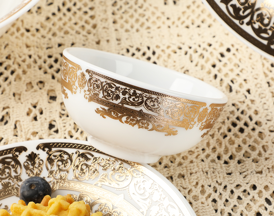 33PCS Set Opal Glass Tableware with Customized Decal in Algeria