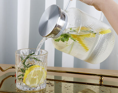 1700ml high borosilicate glass pitcher with colored handle elegant jug