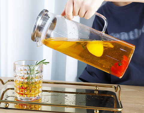 1700ml high borosilicate glass pitcher with colored handle elegant jug