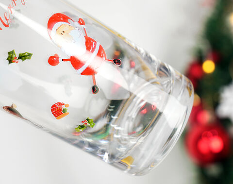 Christmas Decal Printing Glass Cup Goblet Set for Water Wine Drinking