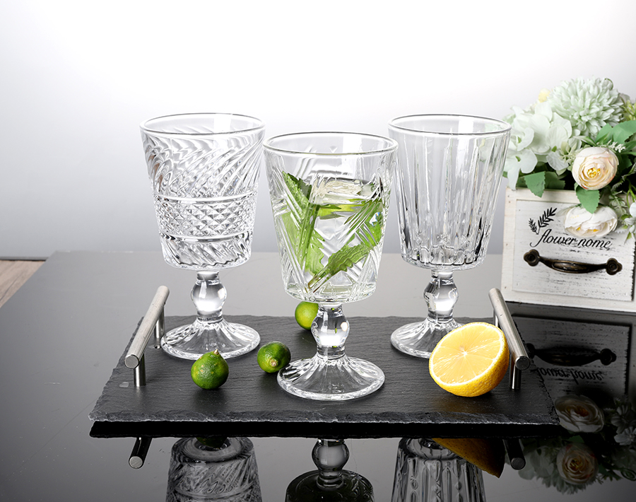 New Pattern Engraved Glass Cups Goblets Drinking Water Ice Juice