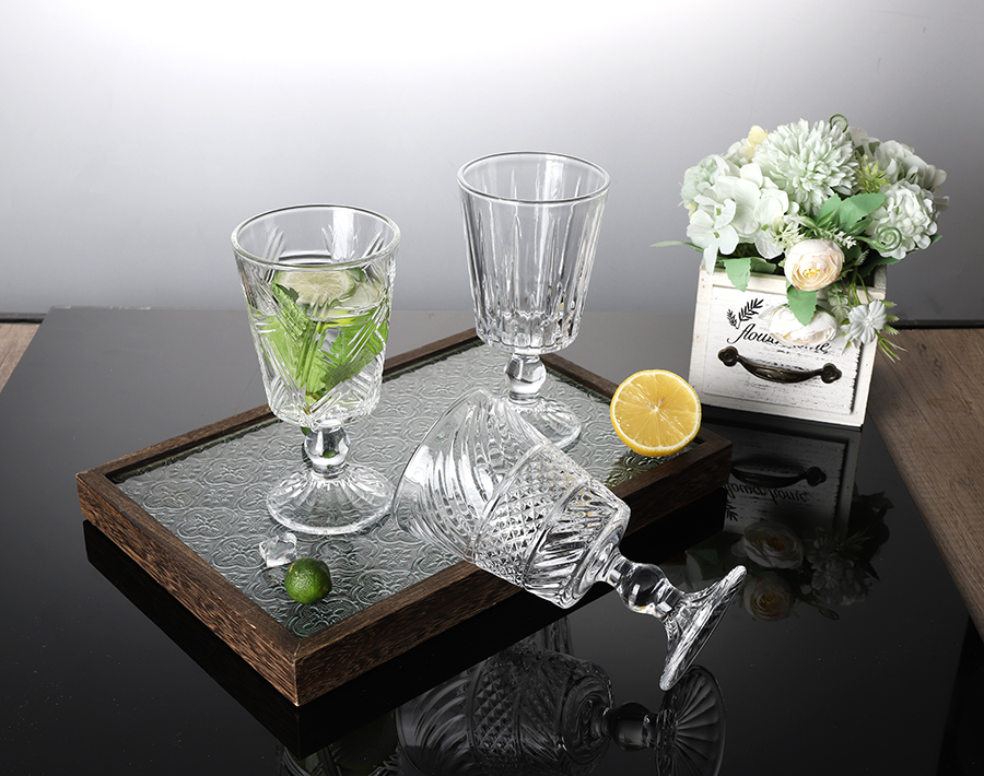 New Pattern Engraved Glass Cups Goblets Drinking Water Ice Juice