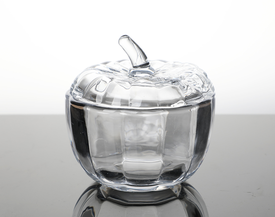 Factory wholesale pumpkin design glass candy jar soda lime glass 