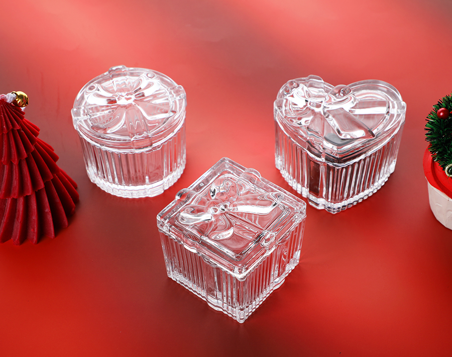 Bulk Order Clear Glass candy jar 3.2 inch Glass Bowl with lid for Wholesale