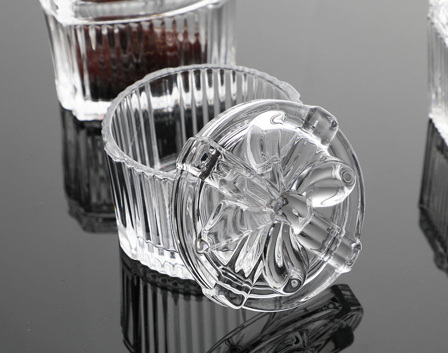Bulk Order Clear Glass candy jar 3.2 inch Glass Bowl with lid for Wholesale