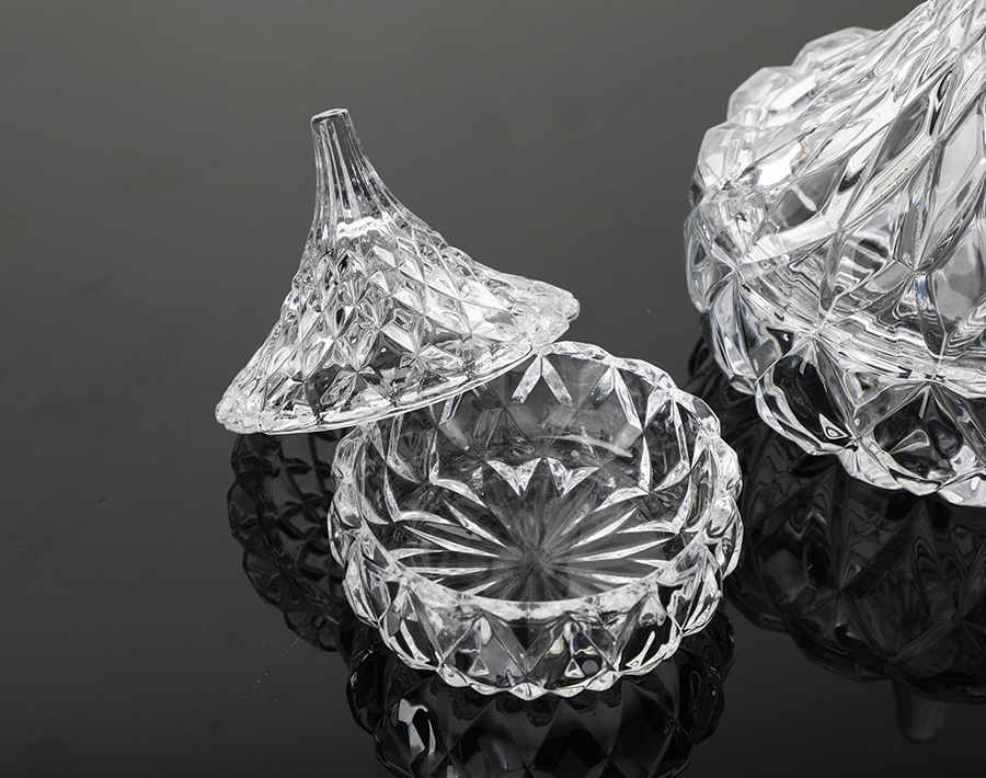 Garbo new glass candy jar engraved glass cookie jar with lid