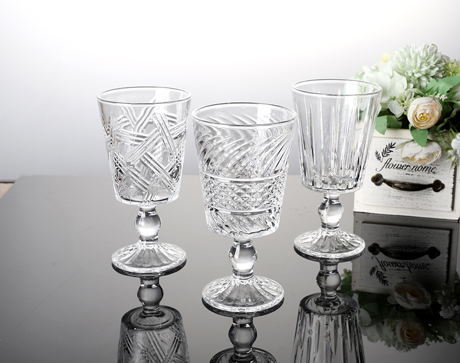 New Pattern Engraved Glass Cups Goblets Drinking Water Ice Juice