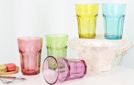 Classic glass rock cup with spray color hot sell in South America