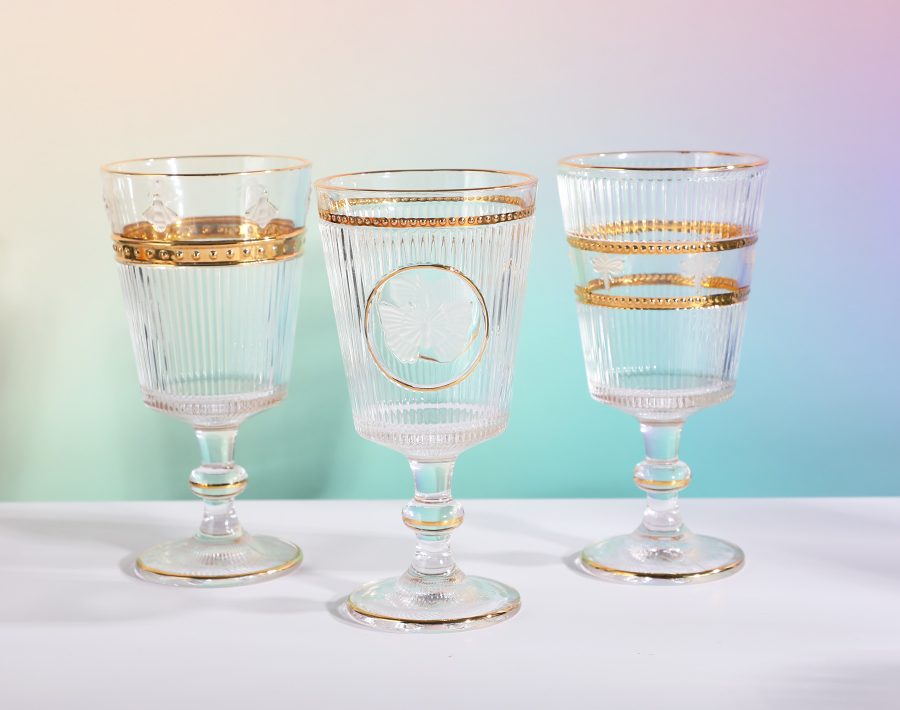 butterfly-engraved design glass cup 