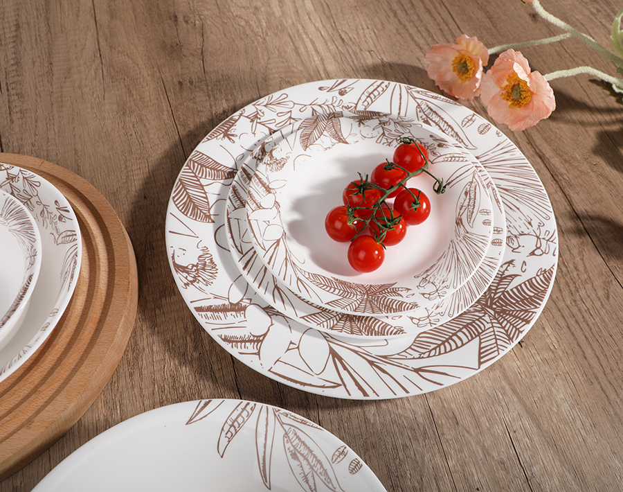 Factory 23PCS Set Opal Glass Tableware with New Design Decal