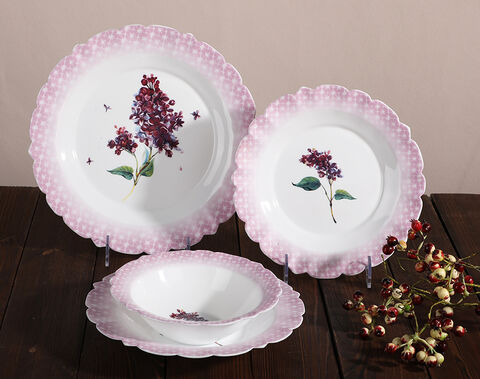 9inch dinner floral shape opal glass plate with custom decor
