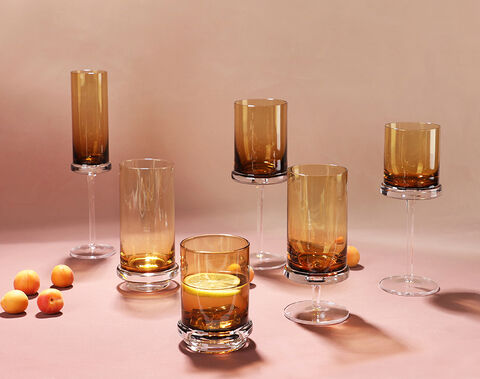 High-end amber solid color glass cup with double wall botton design