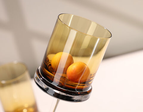 High-end amber solid color glass cup with double wall botton design