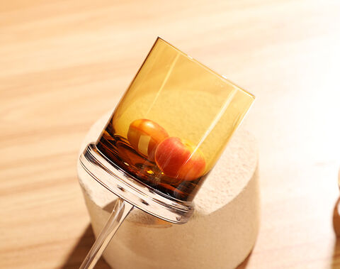 High-end amber solid color glass cup with double wall botton design