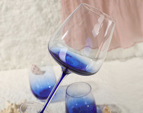 New vintage blue solid color high-end wine glass stemware goblet cup