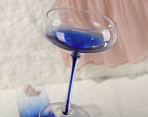 New vintage blue solid color high-end wine glass stemware goblet cup