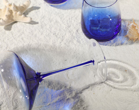 New vintage blue solid color high-end wine glass stemware goblet cup
