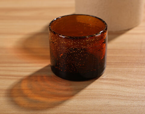 China Factory Handmade Amber Solid Colored Embossed Glass Water Drinking Cup Stemware