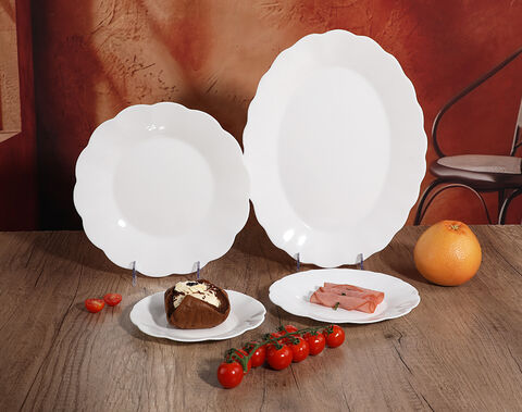 10inch creative flower shape opal glass plate in brown box