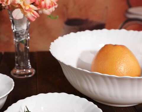 Elegant European Style Opal Glass Outer Flower Shape White Jade Opalware
