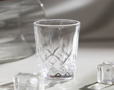 11OZ High-white Embossed Engraved Drinking Glass Cup Whisky Glass for Bar Use