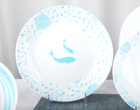 Factory Spinning 26PCS Round White Opal Set with Light Blue Fish Design