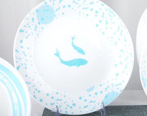 Factory Spinning 26PCS Round White Opal Set with Light Blue Fish Design
