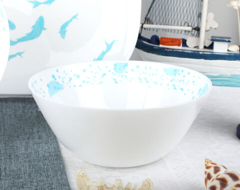Factory Spinning 26PCS Round White Opal Set with Light Blue Fish Design