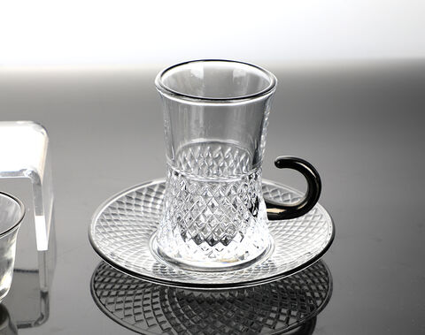 Factory Stocked 18PCS Arabic Tea Cawa Cup Saucer Set with Black Rim