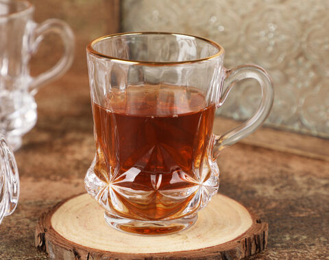 Garbo Promotion elegant glass tea mug engraved glass tea mug