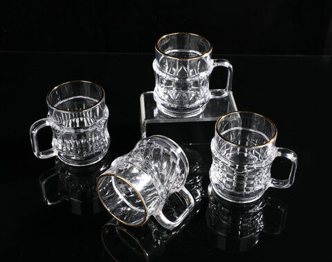 165ml Glass tea mug with gold rim hot selling in Jordan market