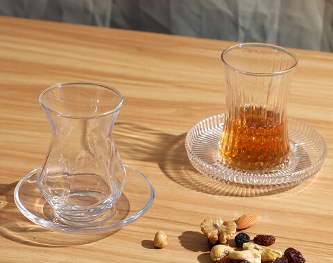 New items blown tea glass saucer set in hign quality